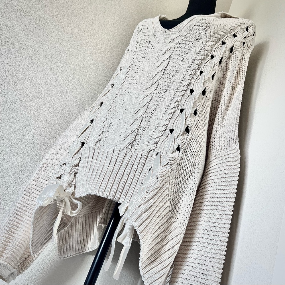 RARE • Free People Corset Lace-Up Oversized Sweater • - Picture 3 of 10